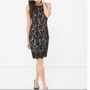 White House Black Market: Black Lace Overlay Sheath Dress